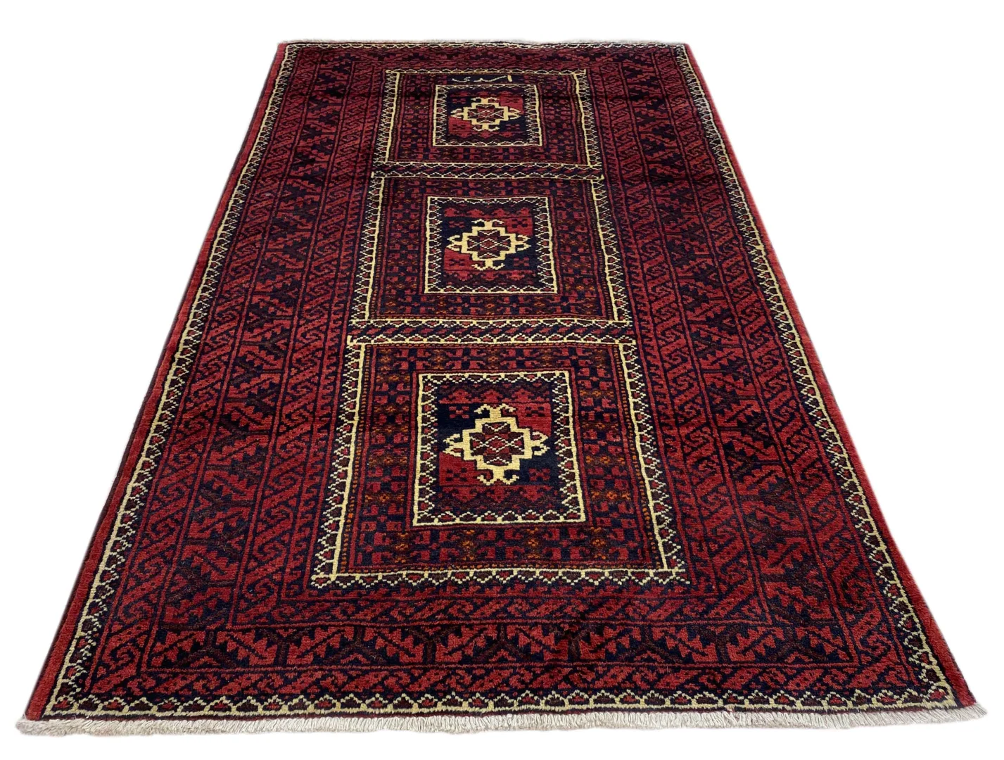 Belutsch Teppich 225 x 125 cm, Knotendichte 120.000 - 250.000 Knoten/m², handgeknüpft, Perserteppich