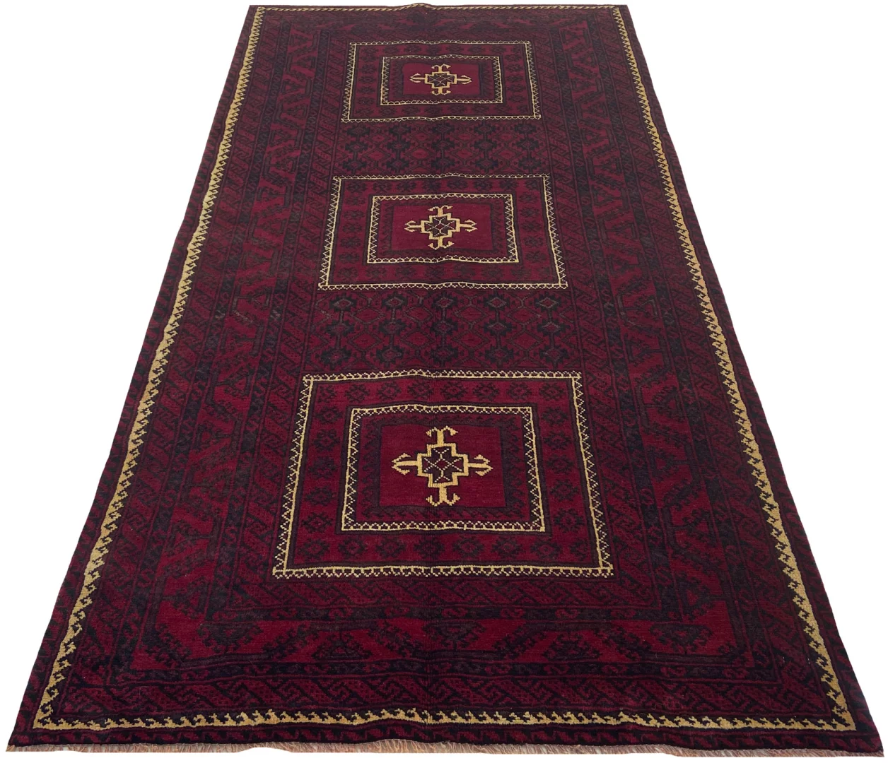 Belutsch Teppich 254 x 130 cm, Knotendichte 120.000 - 250.000 Knoten/m², handgeknüpft, Perserteppich