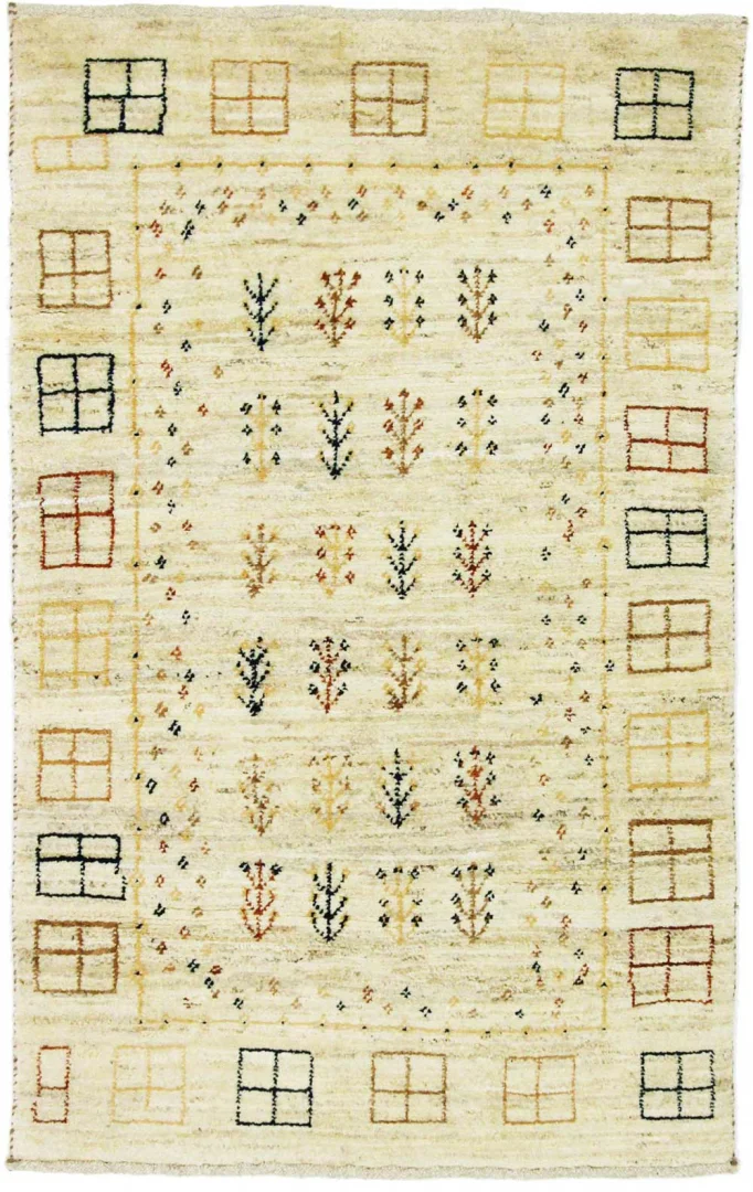 Gabbeh Teppich 158 x 100 cm – Hoher, weicher Flor mit abstrakten Designs, ideal für Kinderzimmer – handgeknüpft – Perserteppich