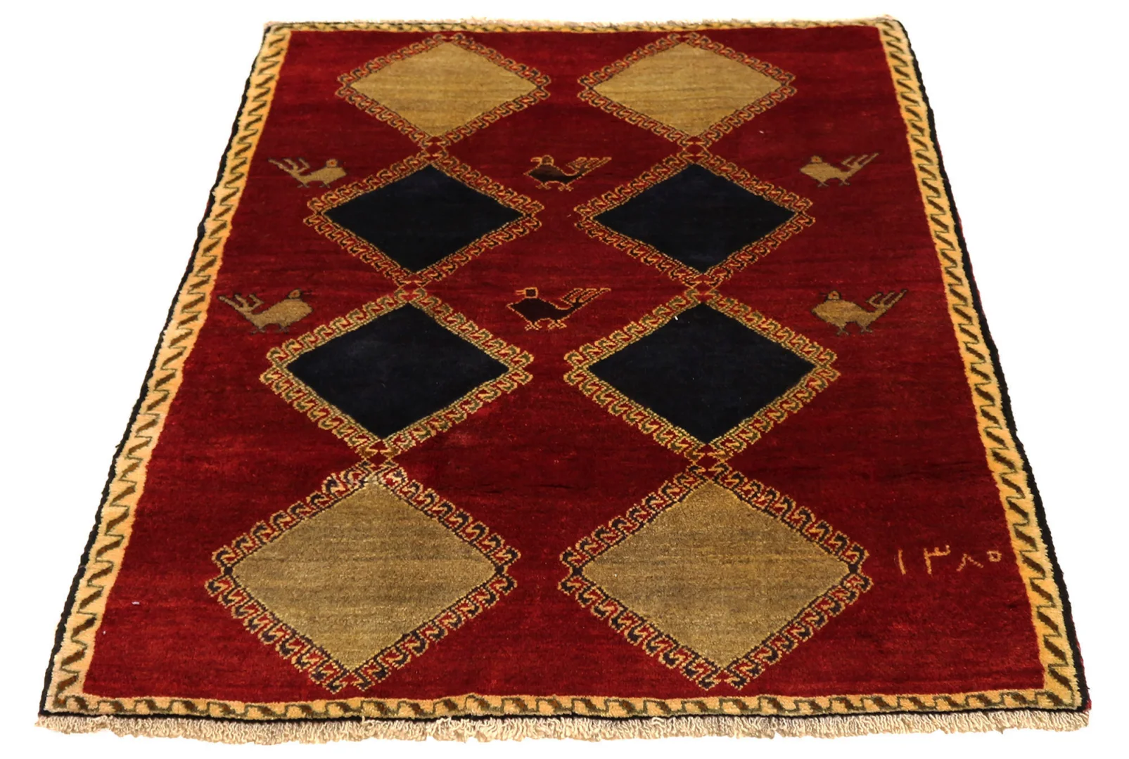 Gabbeh - Shuli 155 x 107 cm, 90.000 - 180.000 Knoten/m², kreative Muster, handgeknüpft, Perserteppich