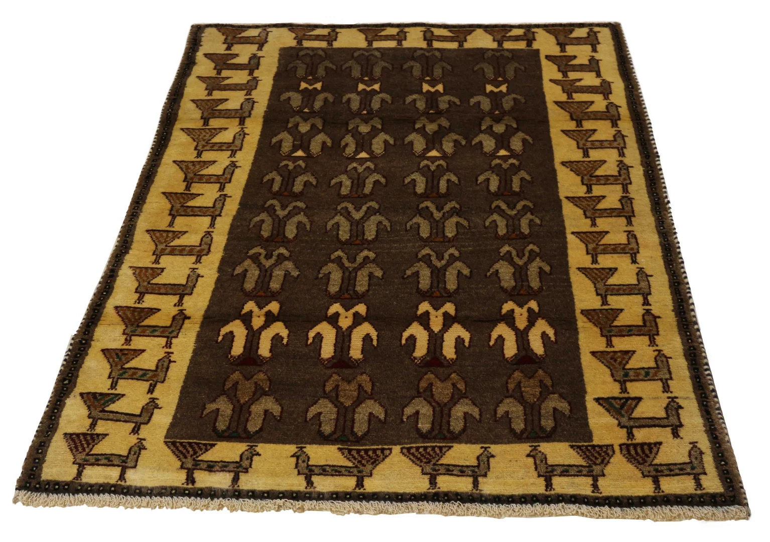 Gabbeh - Shuli 160 x 103 cm, Knotendichte: 90.000 - 180.000/m², frei erfundene Muster, handgeknüpft, Perserteppich