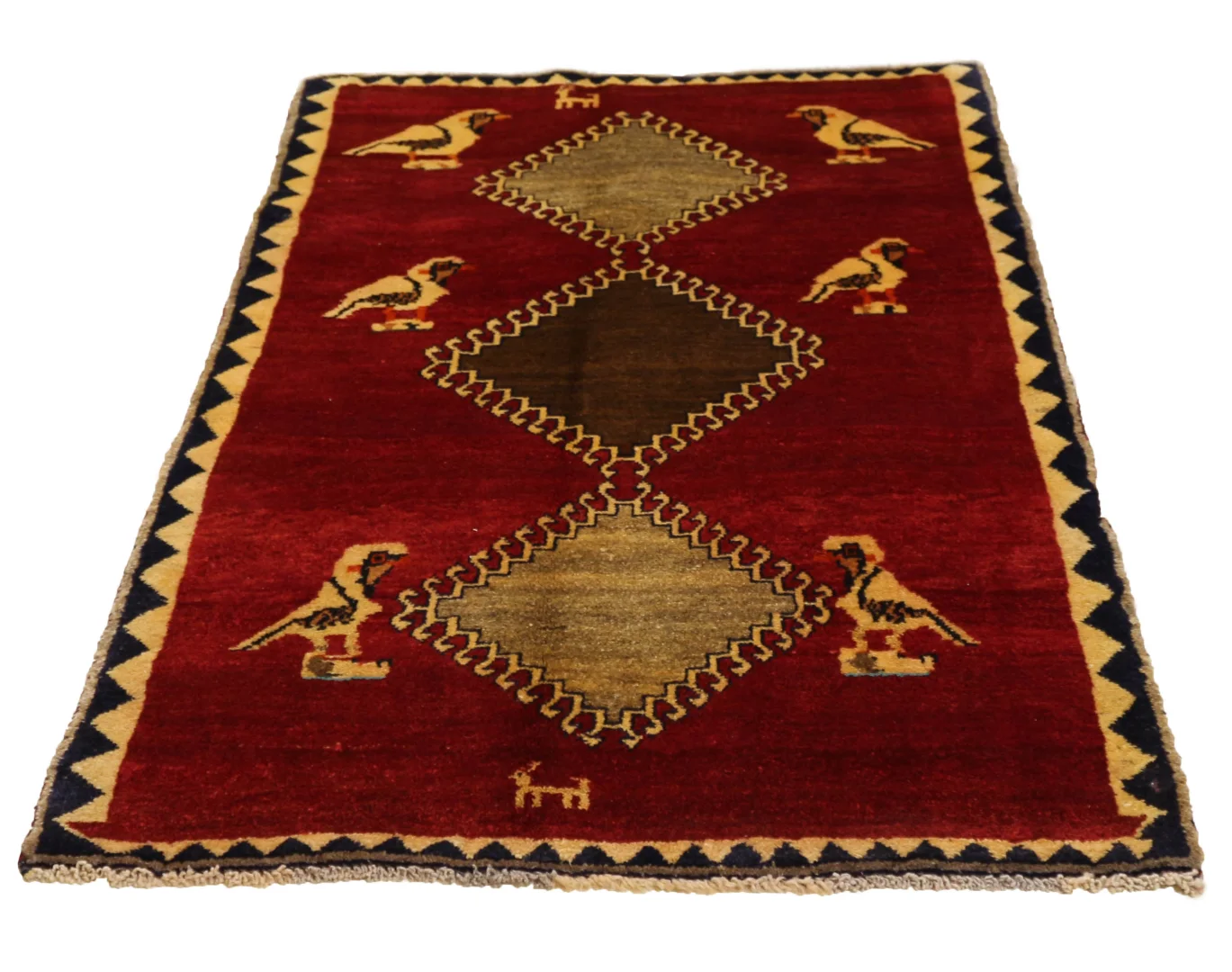 Gabbeh - Shuli Teppich 165 x 107 cm, 90.000 - 180.000 Knoten/m², frei erfundene Muster, handgeknüpft, Perserteppich