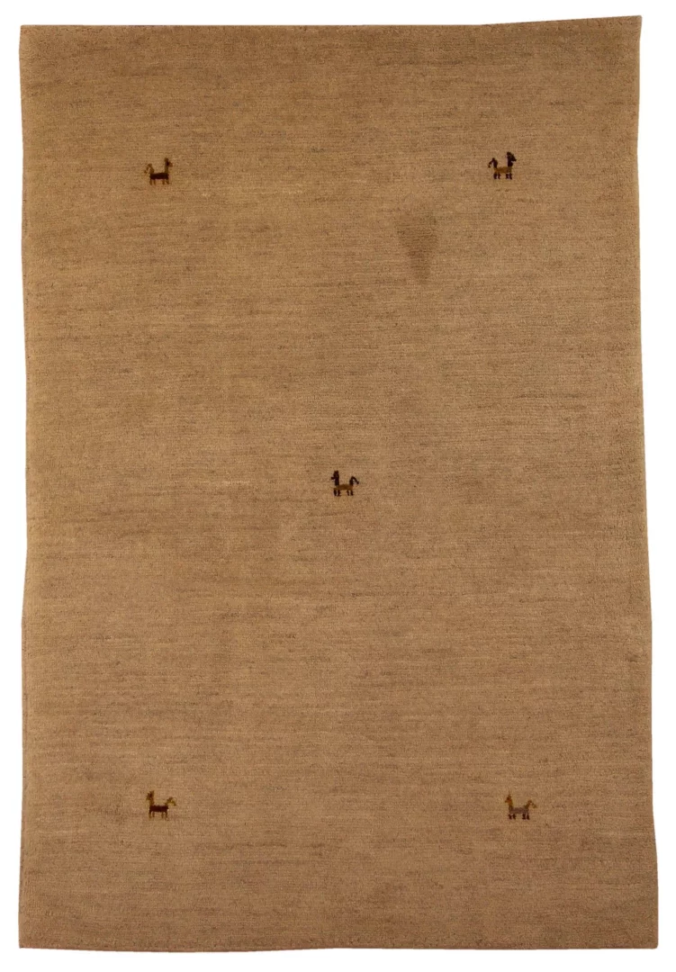 Gabbeh Perserteppich 180 x 122 cm – Hoher, weicher Flor (2,5 cm), abstraktes Design mit spielerischen Figuren – handgeknüpft