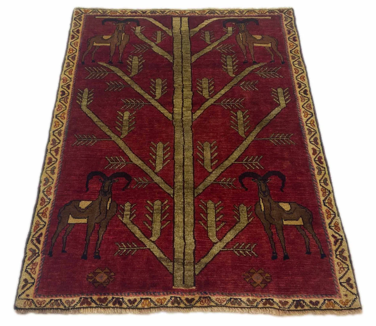 Gabbeh - Shuli Teppich 137 x 104 cm, Knotendichte 90.000 - 180.000/m², ausgefallene Muster auf glanzvoller Schurwolle, handgeknüpft, Perserteppich