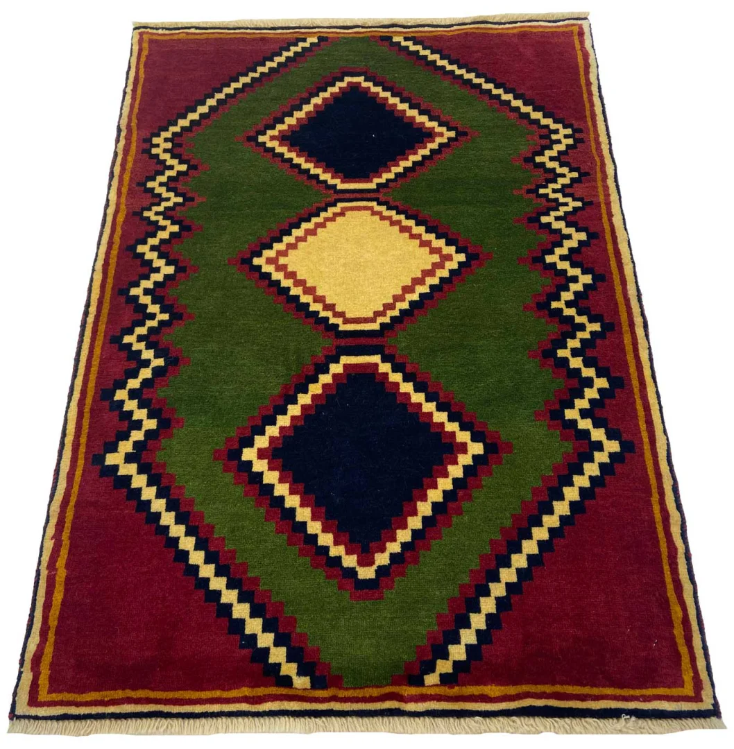 Gabbeh - Shuli Teppich 137 x 100 cm, Knotendichte 90.000 - 180.000/m², ausgefallene Muster auf glänzender Schurwolle, handgeknüpft, Perserteppich