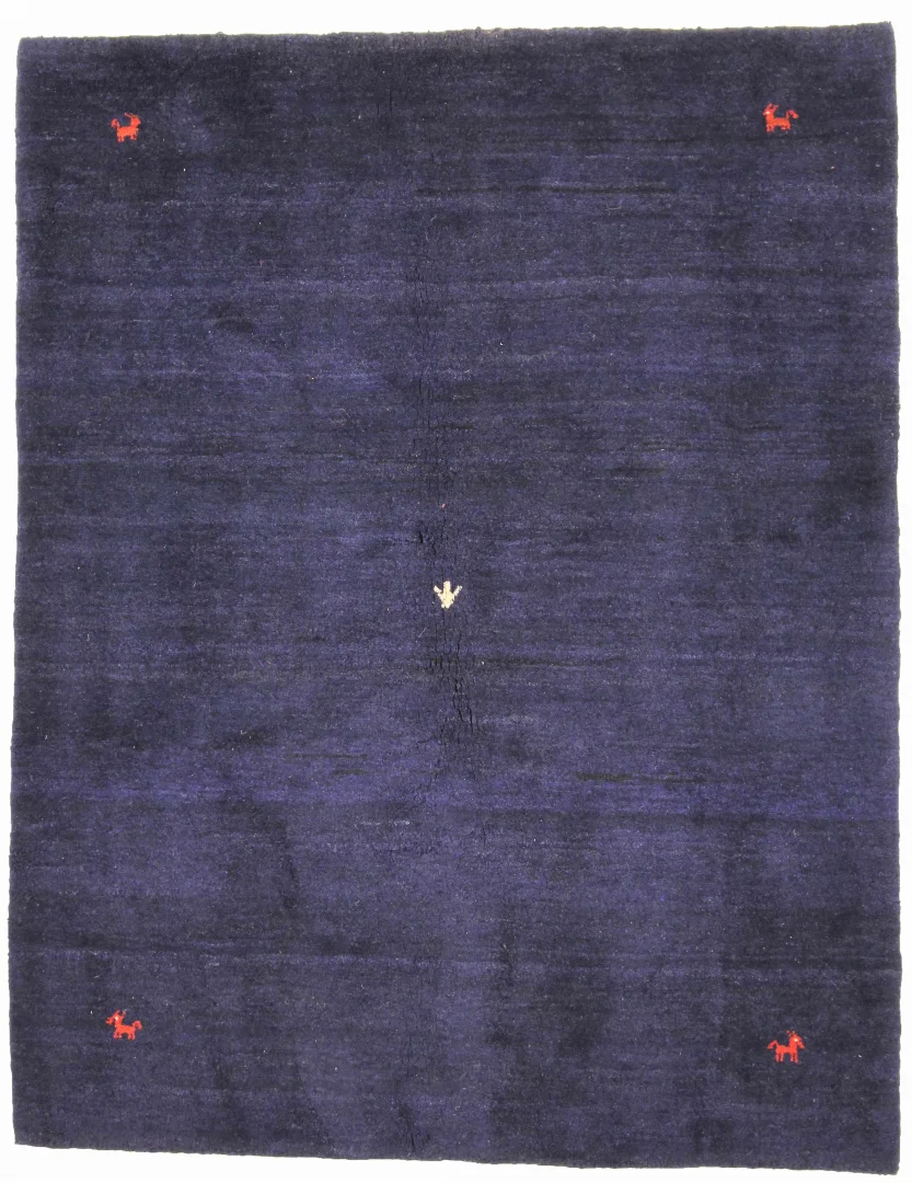 Persischer Gabbeh Teppich 205 x 160 cm - Hoher, weicher Flor mit abstrakten Designs - Handgeknüpft - Perserteppich