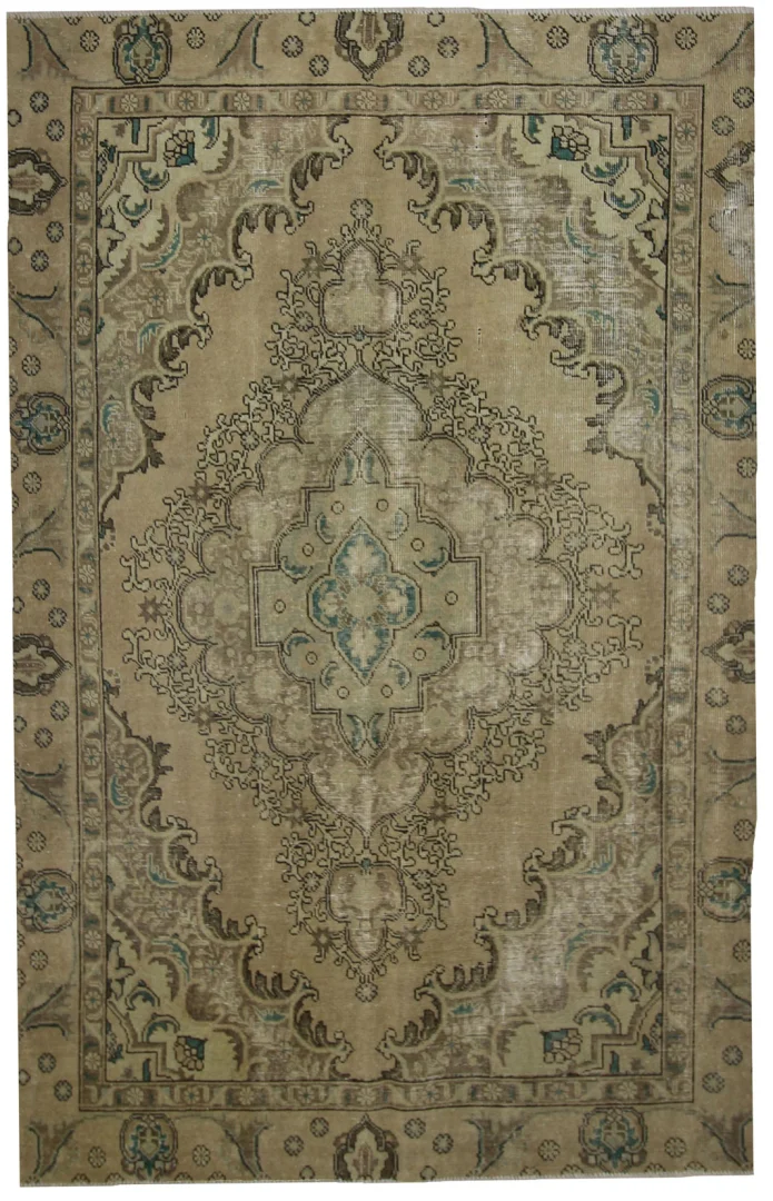 Vintage Perserteppich 260 x 167 cm - Handgeknüpft, Aufwendig verarbeitet, Neu gefärbtes Design, Einzigartiger Stil