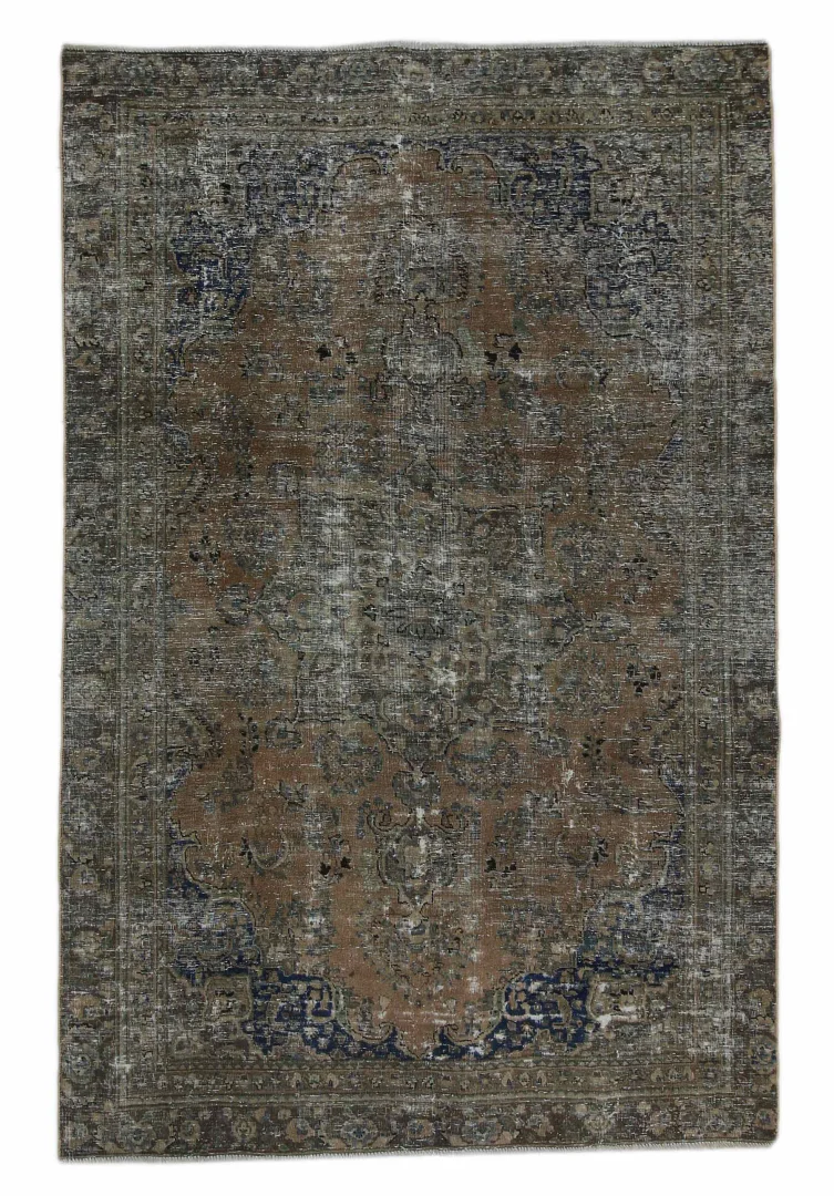 Vintage Perserteppich 265 x 172 cm - Handgeknüpft, Aufwendig Aufgearbeitet, Modernes Design - handgeknüpft, Perserteppich