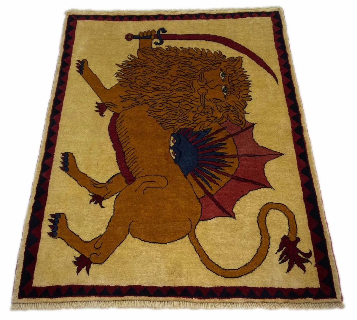 Gabbeh Teppich 138 x 107 cm - Knotendichte 90.000 - 180.000/m² - Ausgefallene Muster auf glanzvoller Schurwolle - handgeknüpft - Perserteppich