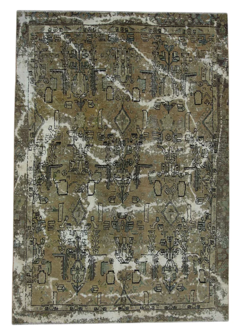 Vintage Perserteppich 265 x 183 cm - Handgeknüpft, Aufwendig Aufgearbeitet, Modernes Design - Vintage Qualität