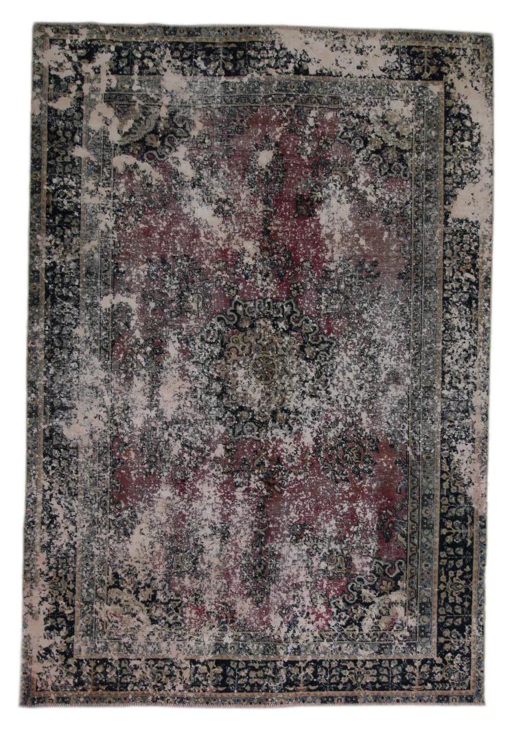 Vintage Perserteppich 270 x 183 cm - Handgeknüpft, Aufwendig Aufgearbeitet, Modernes Design