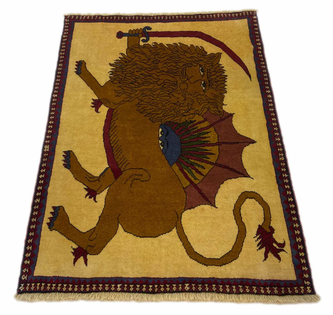 Gabbeh Teppich 144 x 103 cm – Knotendichte 90.000-180.000/m² – Ausgefallene Muster auf glanzvoller Schurwolle – handgeknüpft – Perserteppich