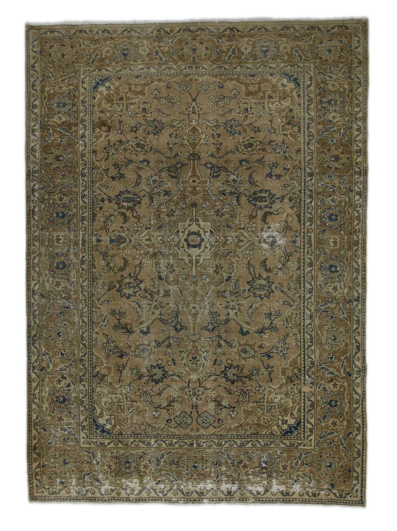 Vintage Perserteppich 270 x 190 cm – Handgeknüpft, Einzigartiges Design durch Aufarbeitung und moderne Farbgebung