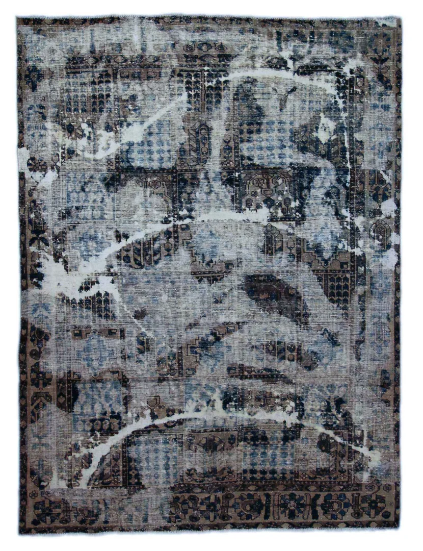Vintage Perserteppich 274 x 205 cm – Handgeknüpft, Aufwendig Aufgearbeitet, Modernes Design