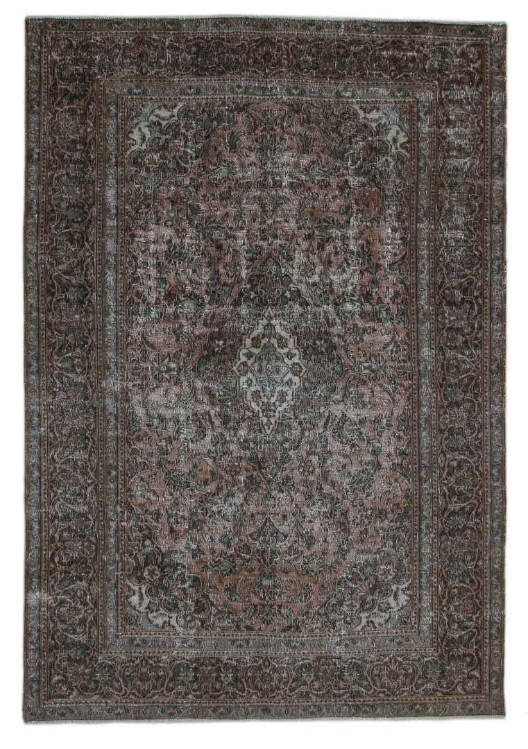 Vintage Perserteppich 280 x 191 cm - Handgeknüpft, Aufwendig Aufgearbeitet, Modernes Design