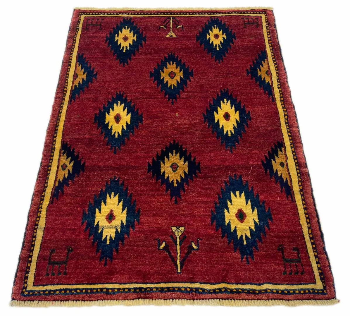 Gabbeh - Shuli Teppich 148 x 112 cm, ausgefallene Muster, Knotendichte 90.000 - 180.000/m², handgeknüpft, Perserteppich
