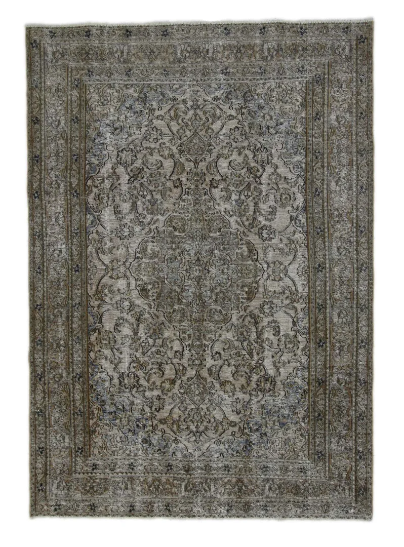 Vintage Perserteppich 280 x 195 cm – Handgeknüpft, mit einzigartigem Farbdesign und ursprünglichen Ornamenten – Modernes Orientteppich-Design