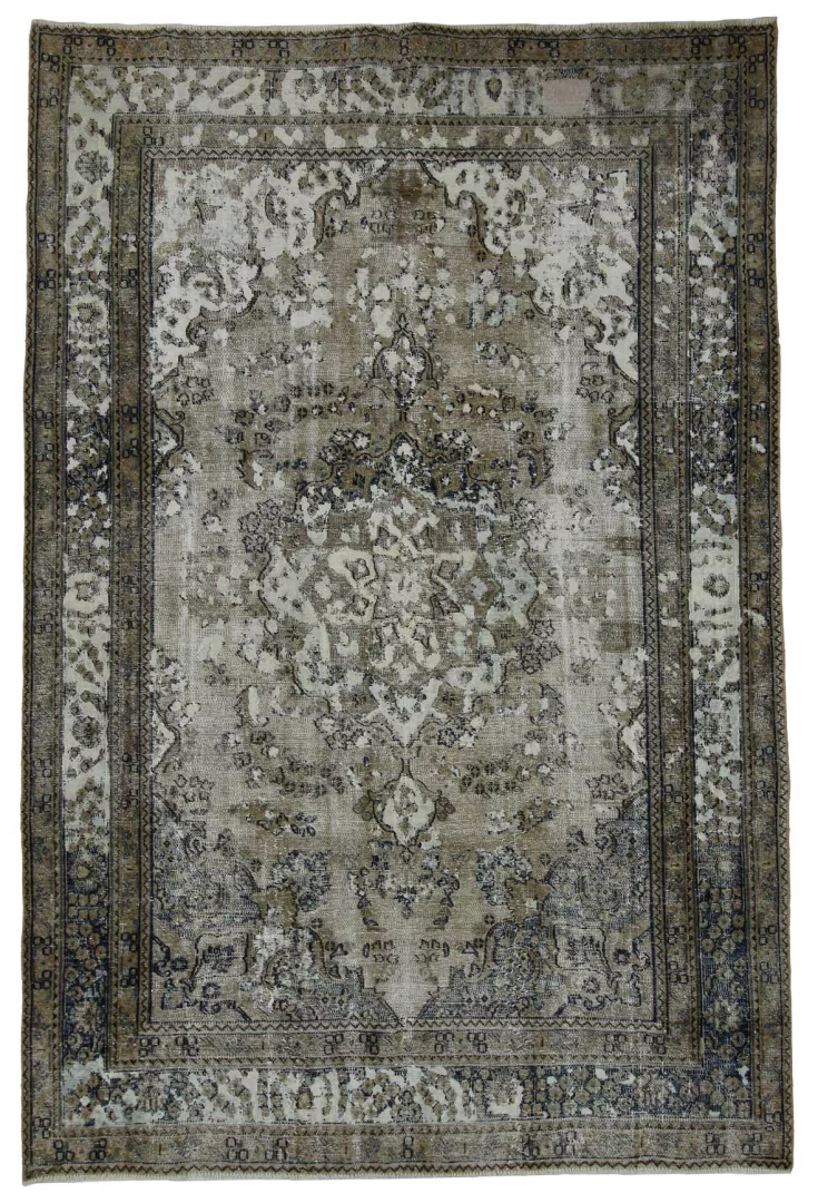 Vintage Perserteppich 285 x 190 cm - Handgeknüpft, Aufwendig Aufgearbeitet, Modernes Design - Handgeknüpft