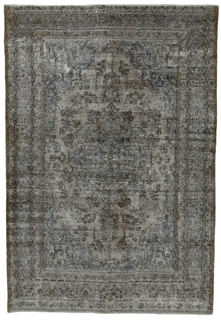 Vintage Perserteppich 286 x 196 cm – Handgeknüpft, Aufwendig Aufgearbeitet, Modernes Design – handgeknüpft, Perserteppich