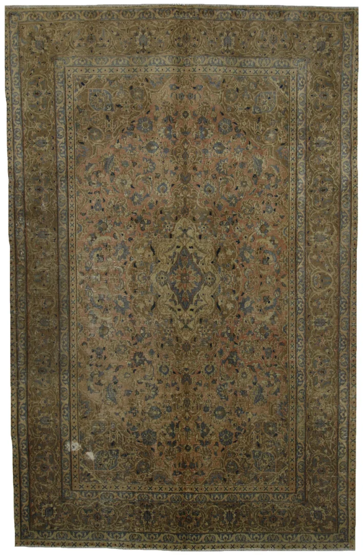Vintage Perserteppich 290 x 186 cm – Handgeknüpft, Aufwendig Aufgearbeitet, Modernes Orientteppich-Design