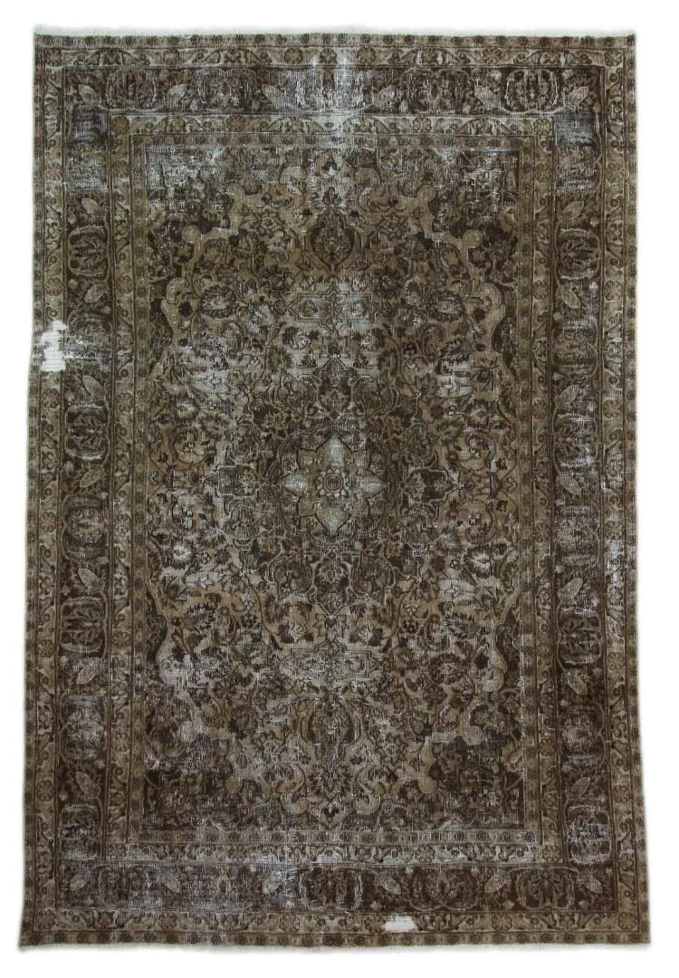 Vintage Perserteppich 290 x 194 cm - Handgeknüpfter Teppich mit einzigartigem Design und erhaltenen Ornamenten - handgeknüpft, Perserteppich