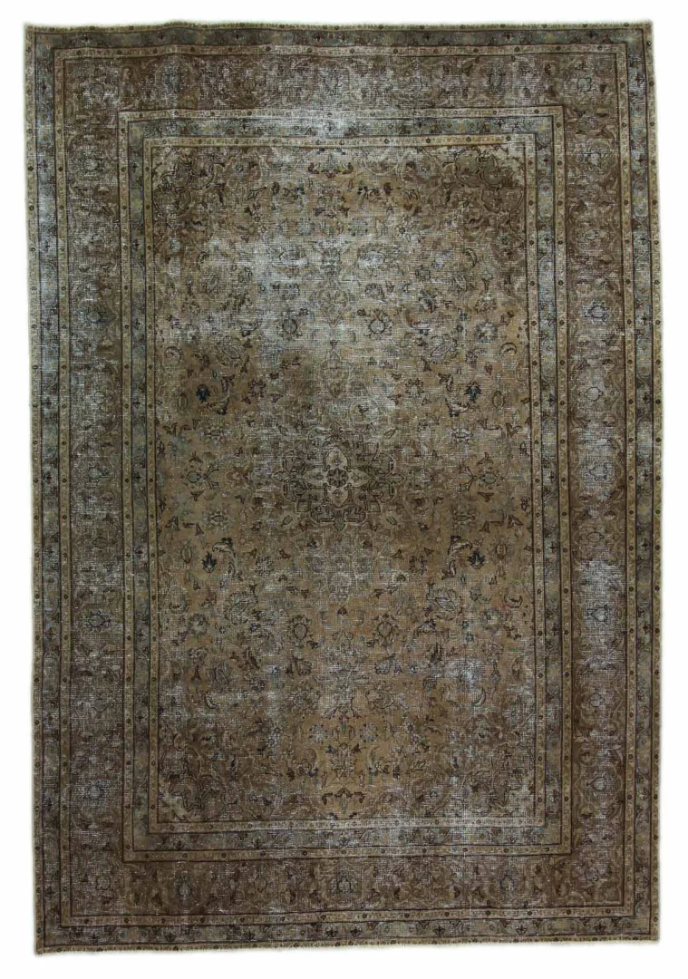 Vintage Perserteppich 290 x 204 cm - Handgeknüpft, Aufwendig Aufgearbeitet, Modernes Design