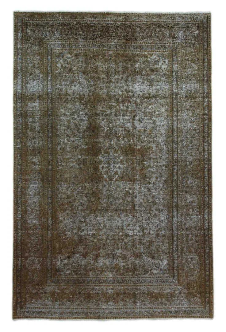 Vintage Perserteppich 293 x 191 cm – Handgeknüpft, Aufwendig Aufgearbeitet, Modernes Design
