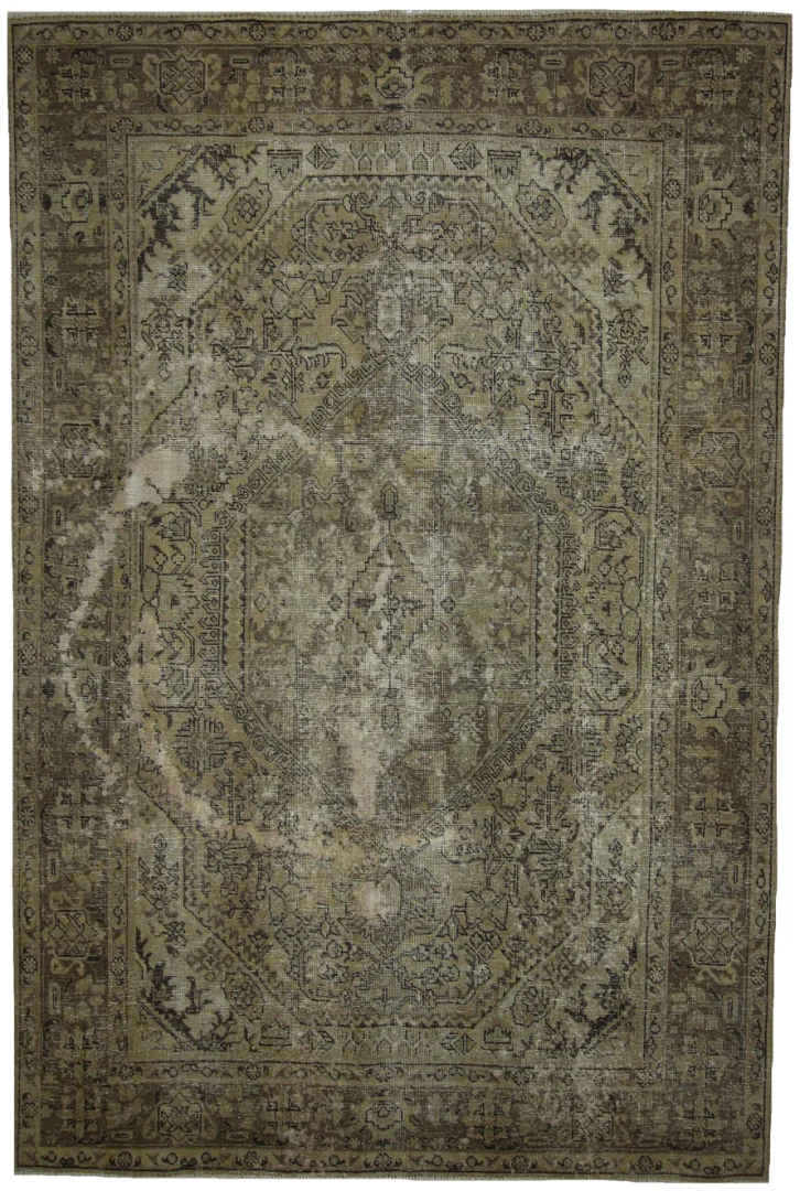 Vintage Perserteppich 293 x 195 cm - Aufwendig handgearbeitet, modernes Design mit ursprünglichen Ornamenten, handgeknüpft