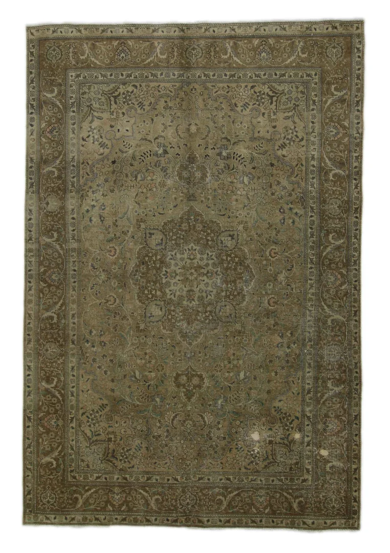 Vintage Perserteppich 293 x 197 cm - Handgeknüpft, Modernes Design mit traditionellen Ornamenten - Hochwertige Handarbeit