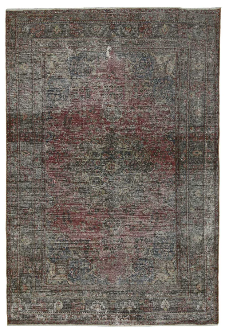 Vintage Perserteppich 293 x 198 cm – Handgeknüpft, Farbenfrohes Design mit ursprünglichen Ornamenten, Modernes Orientteppich-Design