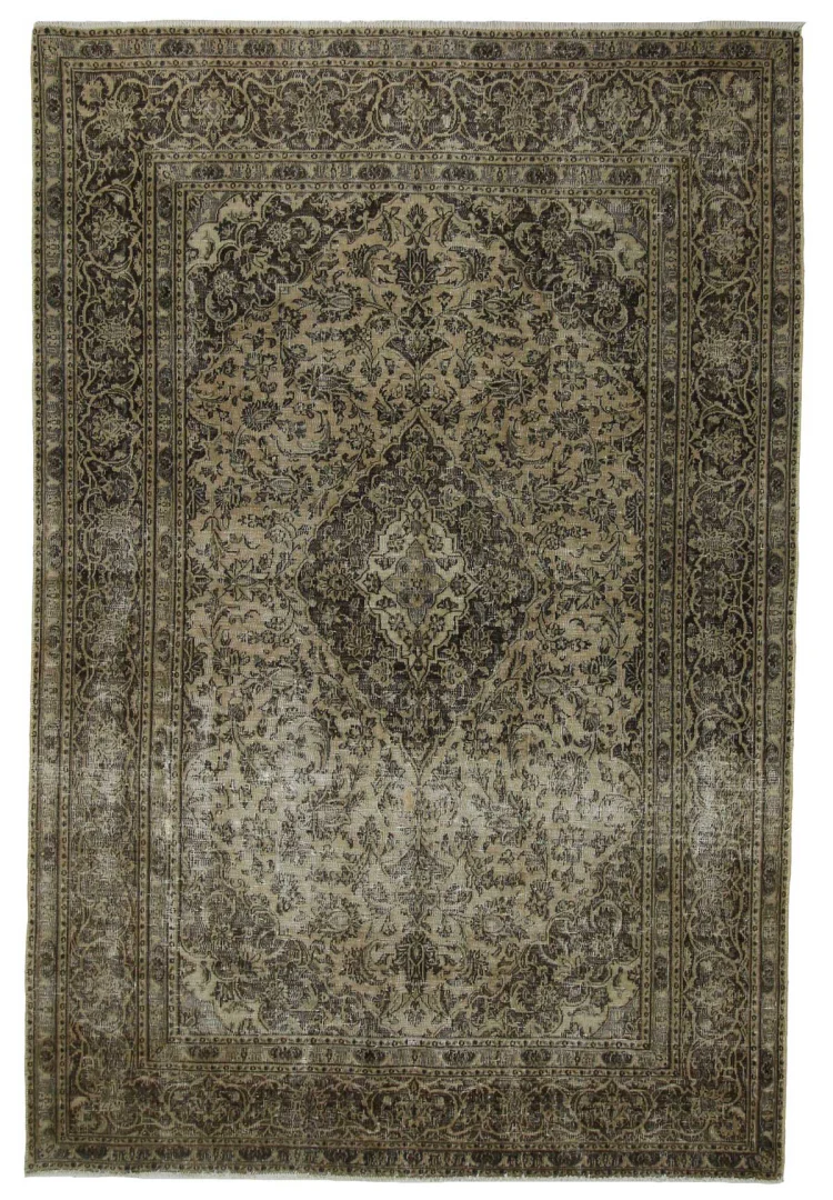 Vintage Perserteppich 295 x 195 cm – Handgeknüpft, Aufwendig Aufgearbeitet, Modernes Design