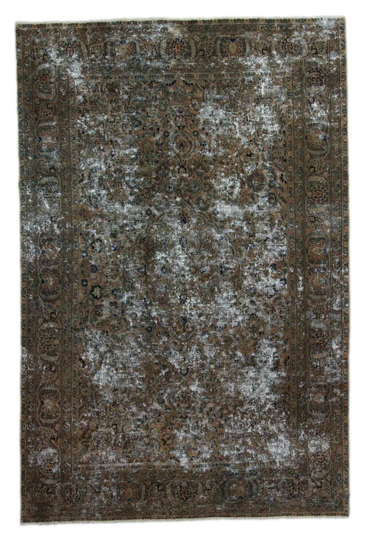 Vintage Perserteppich 296 x 196 cm – Handgeknüpft, Aufwendig Aufgearbeitet, Modernes Design