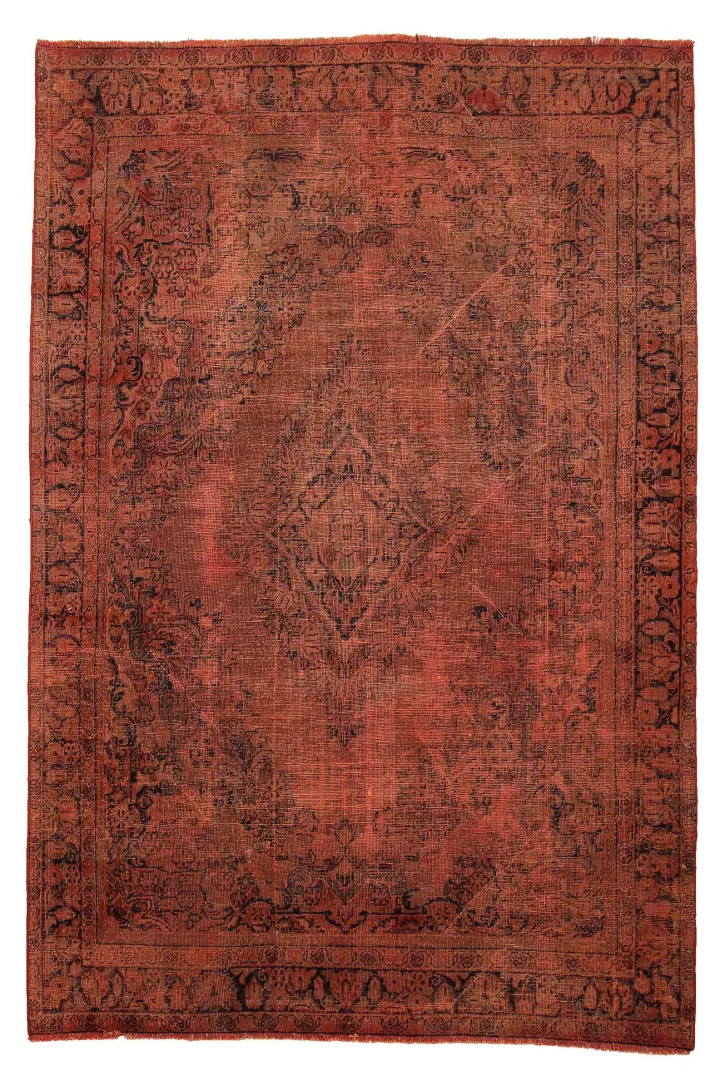 Vintage Perserteppich 298 x 200 cm - Handgeknüpft, Aufwendig Überarbeitet, Einzigartiges Design, Moderne Farben