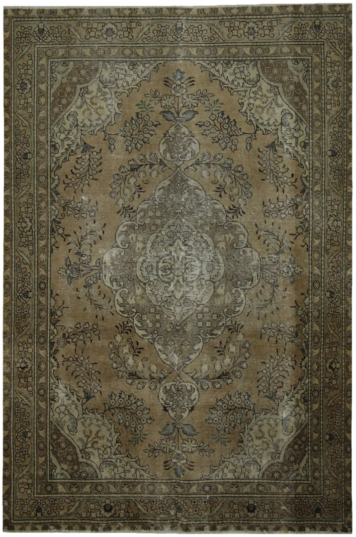 Vintage Perserteppich 300 x 201 cm – Handgeknüpft, mit einzigartigem Design und erhaltenen Ornamenten – Vintage Stil