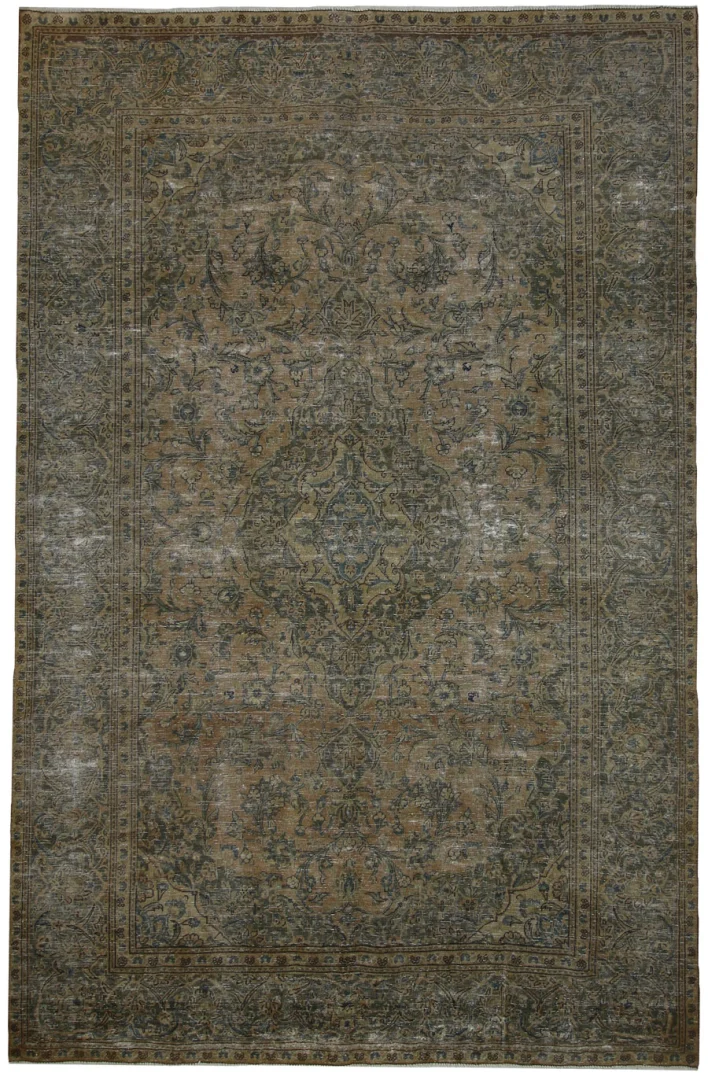 Vintage Perserteppich 302 x 197 cm – Handgeknüpft, Aufwendig Aufgearbeitet mit Modernem Touch, Einzigartiges Design