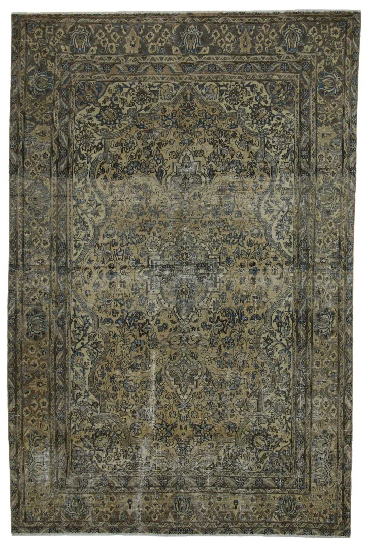 Vintage Perserteppich 312 x 207 cm - Handgeknüpft, Aufwendig Aufgearbeitet, Modernes Design
