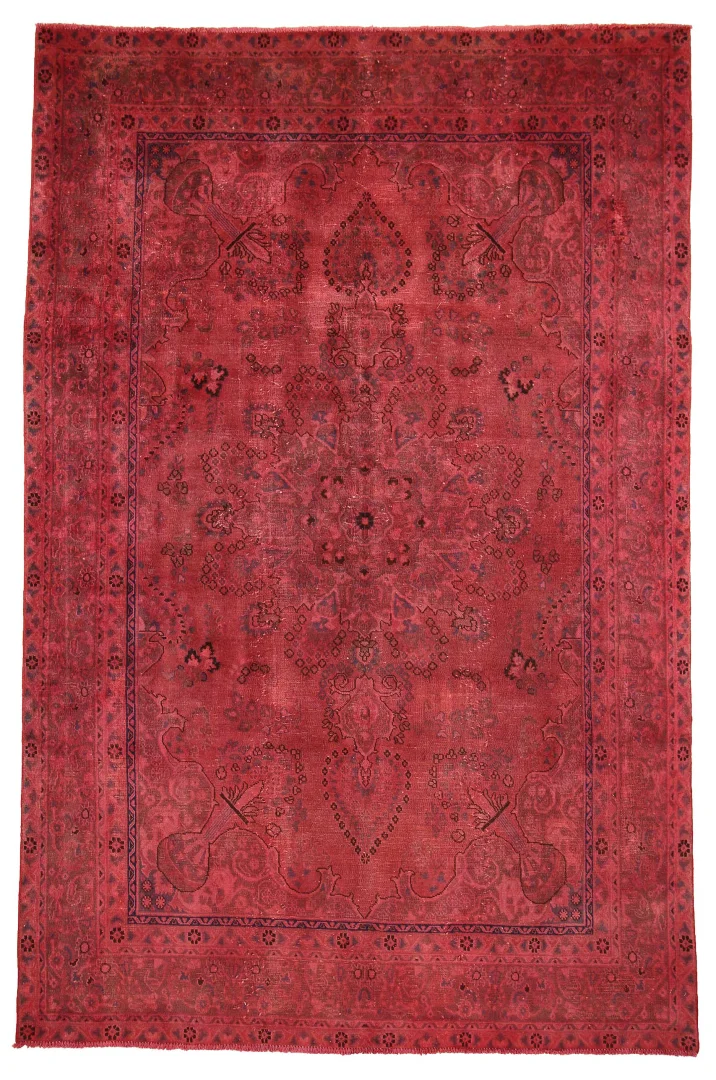 Vintage Perserteppich 326 x 216 cm – Aufwendig aufbereitet, moderne Farben, handgeknüpft, Perserteppich