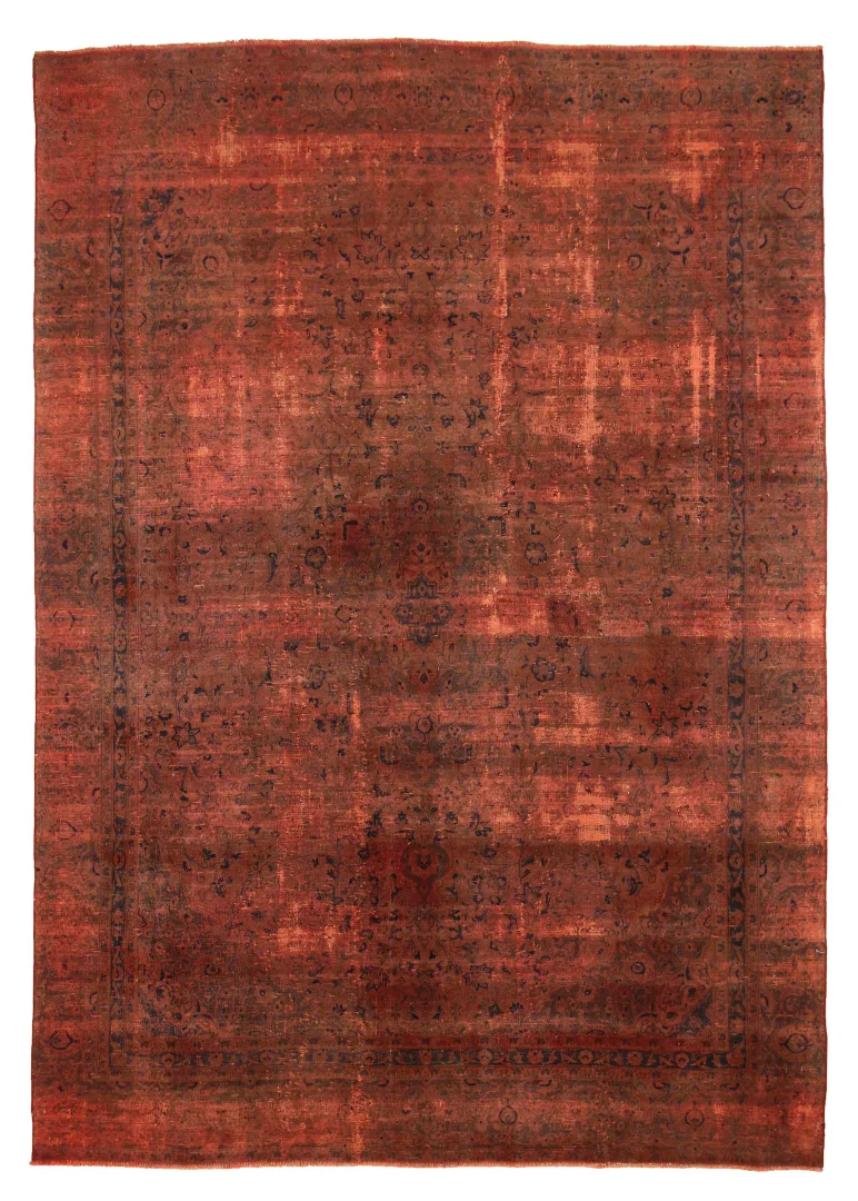 Vintage Perserteppich 357 x 253 cm - Handgeknüpft, Aufwendig Aufgearbeitet mit Modernen Farben und Klassischen Ornamenten