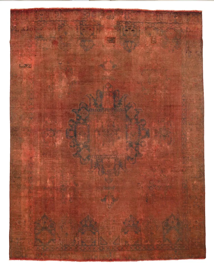 Vintage Perserteppich 372 x 291 cm – Aufwendig handgearbeitet, modernes Design, farblich angepasst, handgeknüpft, Perserteppich