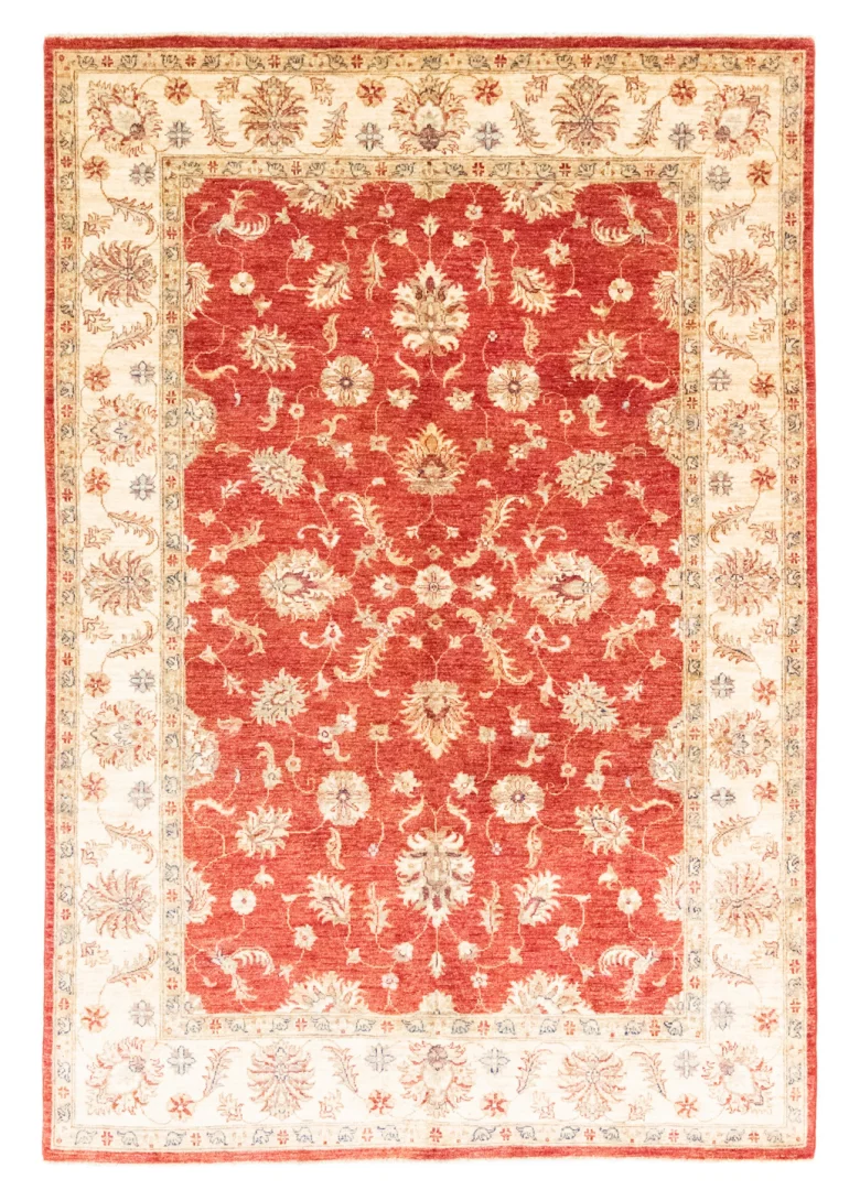 Ziegler Perserteppich 246 x 170 cm – ca. 200.000 Knoten/m², Steinwäsche für ausgeblichene Farben, handgeknüpft