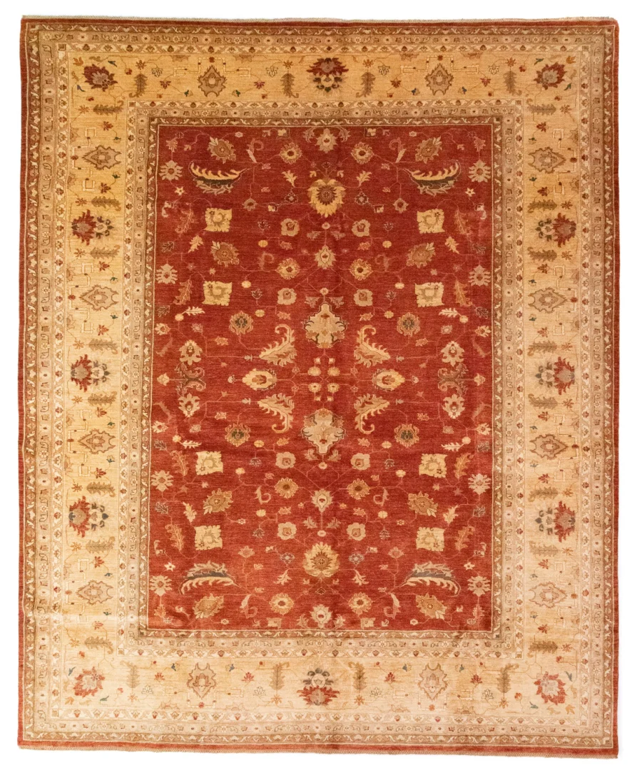 Ziegler Perserteppich 398 x 307 cm – ca. 200.000 Knoten/m², mit ausgeblichenem Effekt durch Steinwäsche, handgeknüpft