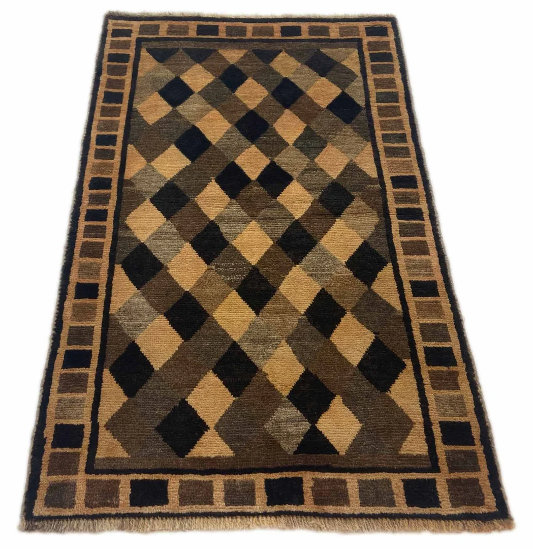 Gabbeh - Shuli Teppich 150 x 93 cm, ausgefallene Muster, Knotendichte: 90.000 - 180.000/m², handgeknüpft, Perserteppich