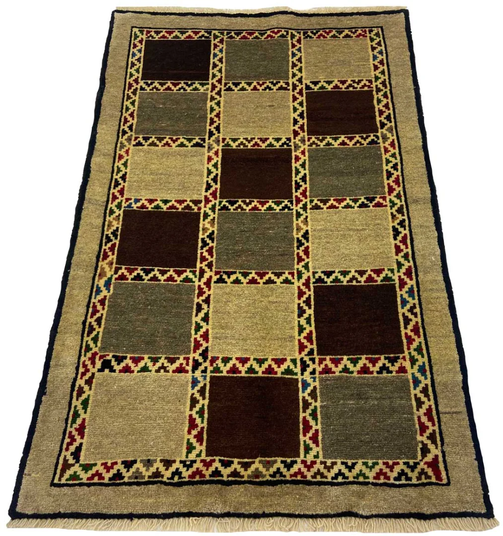 Gabbeh Shuli 150 x 96 cm – Ausgefallene Muster, Knotendichte 90.000 - 180.000/m², handgeknüpft, Perserteppich