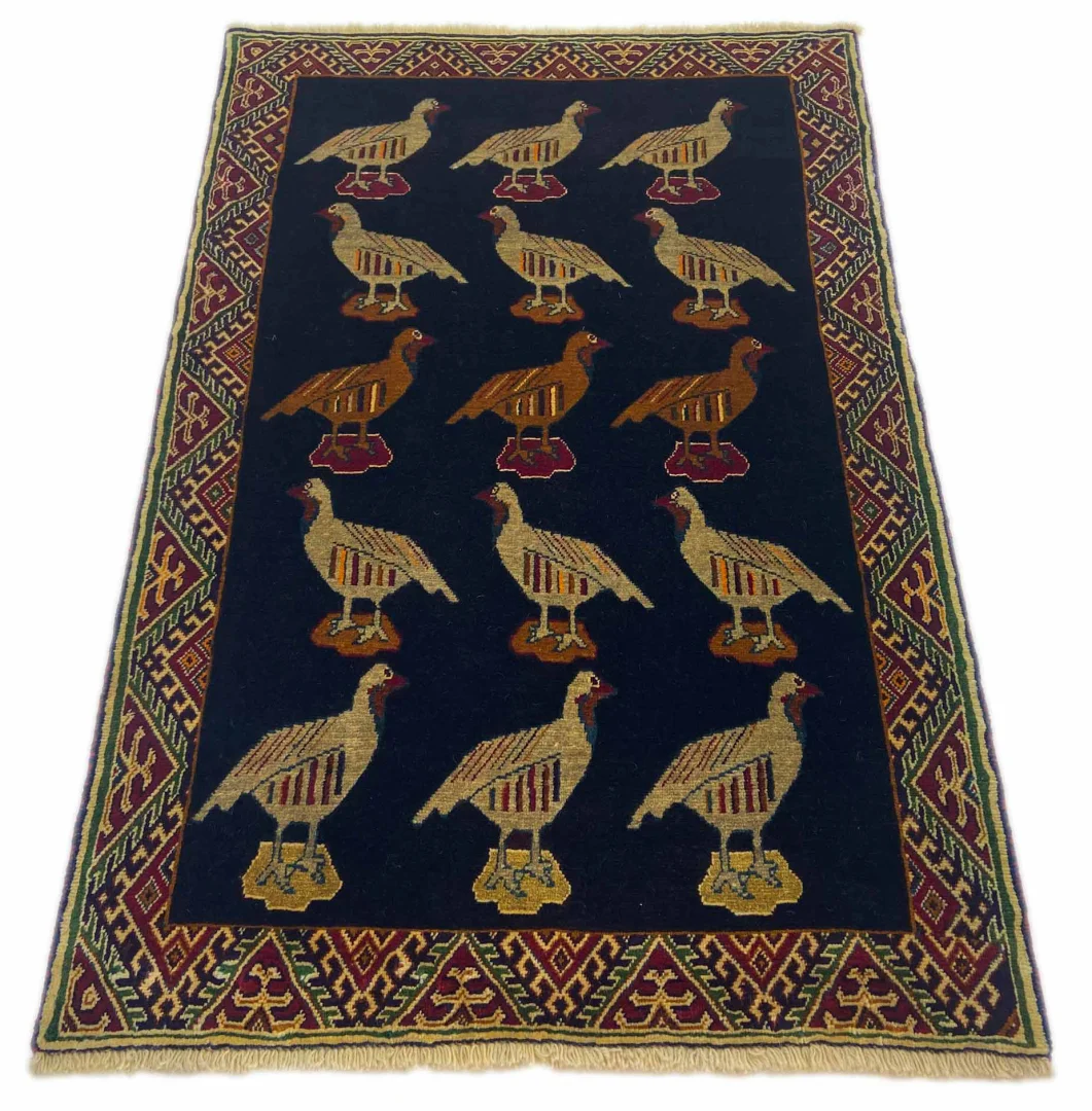 Gabbeh Shuli Teppich 151 x 101 cm, ausgefallene Muster, ca. 90.000 - 180.000 Knoten/m², handgeknüpft, Perserteppich