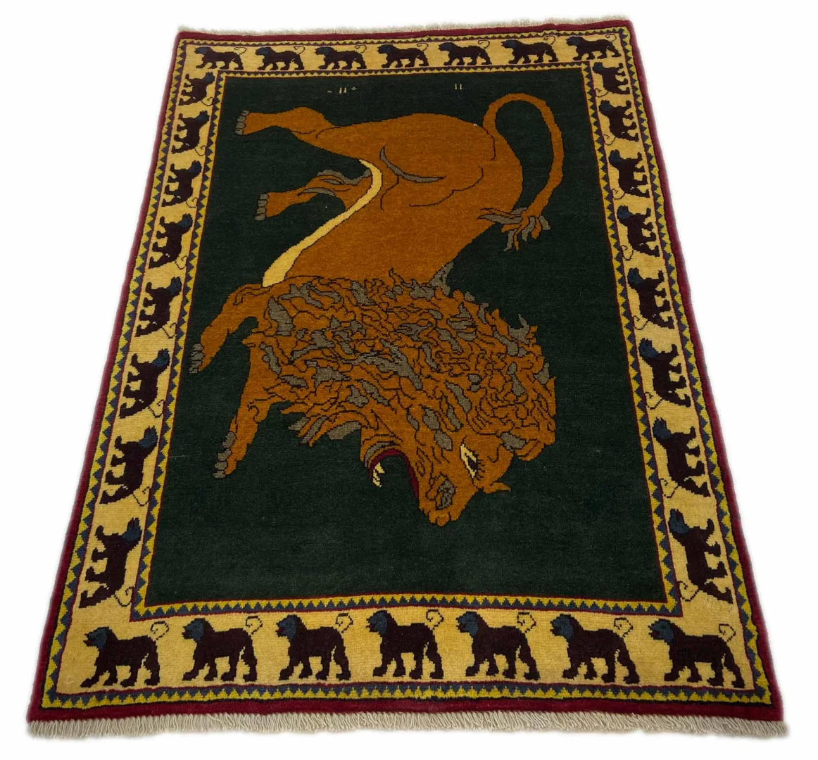 Gabbeh - Shuli 153 x 103 cm, ausgefallene Muster auf glanzvoller Schurwolle, Knotendichte: 90.000 - 180.000/m², handgeknüpft, Perserteppich