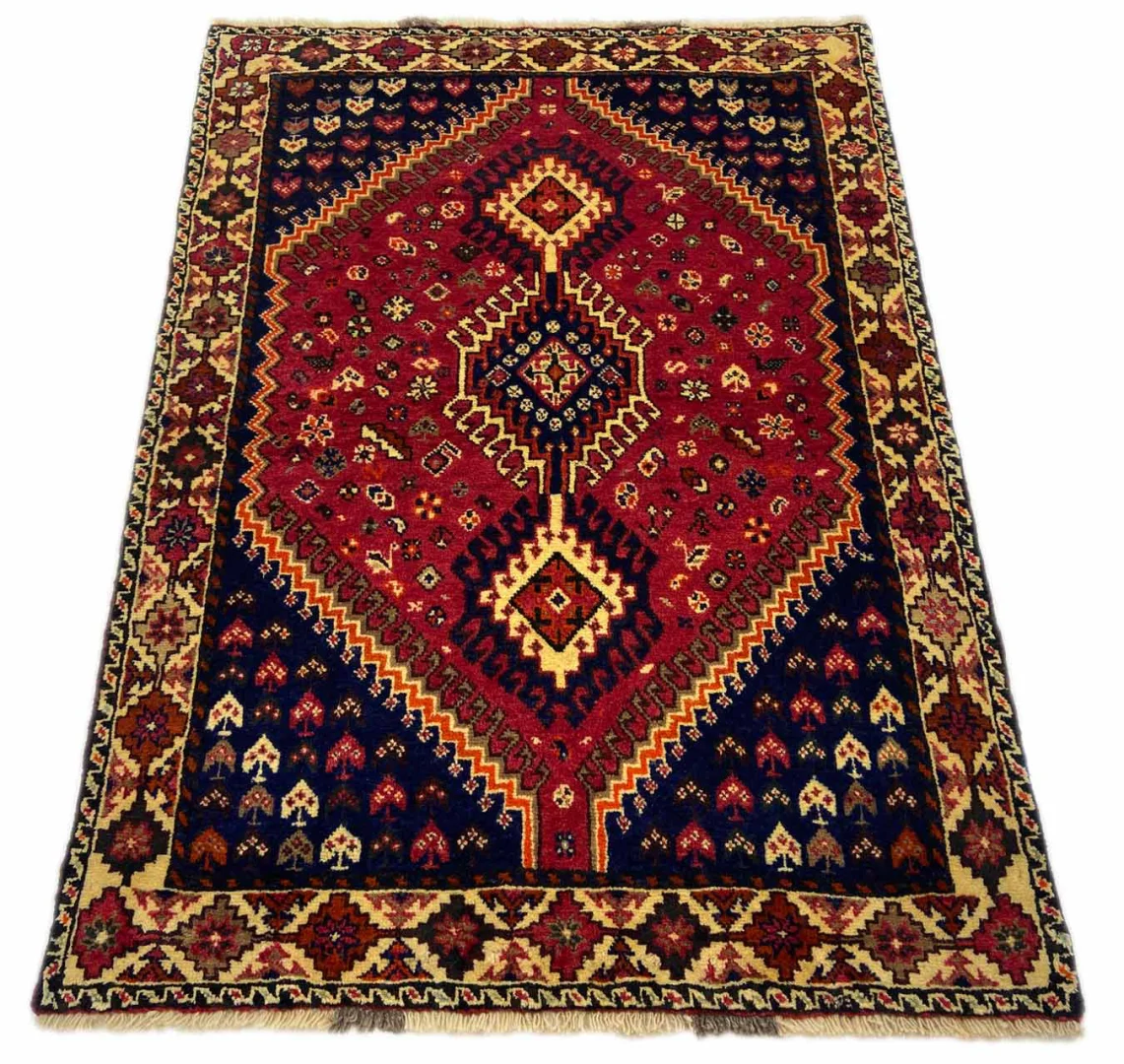 Gabbeh 155 x 113 cm, Knotendichte 90.000 - 180.000/m², ausgefallene Muster auf glanzvoller Schurwolle, handgeknüpft, Perserteppich