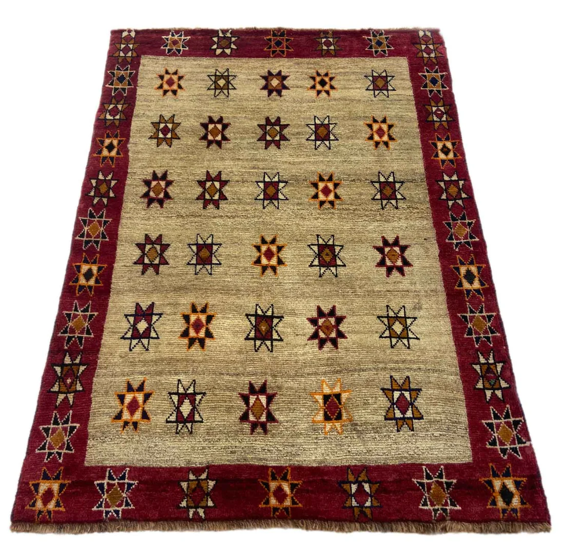 Gabbeh - Shuli Teppich 155 x 112 cm – Ausgefallene Muster, 90.000 - 180.000 Knoten/m², handgeknüpft, Perserteppich