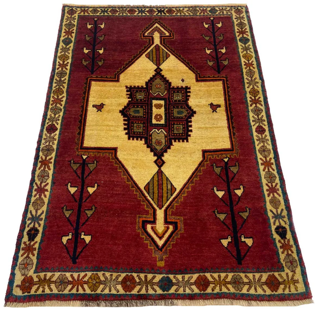 Gabbeh - Shuli 160 x 110 cm, ausgefallene Muster auf glanzvoller Schurwolle, Knotendichte: 90.000 - 180.000/m², handgeknüpft, Perserteppich