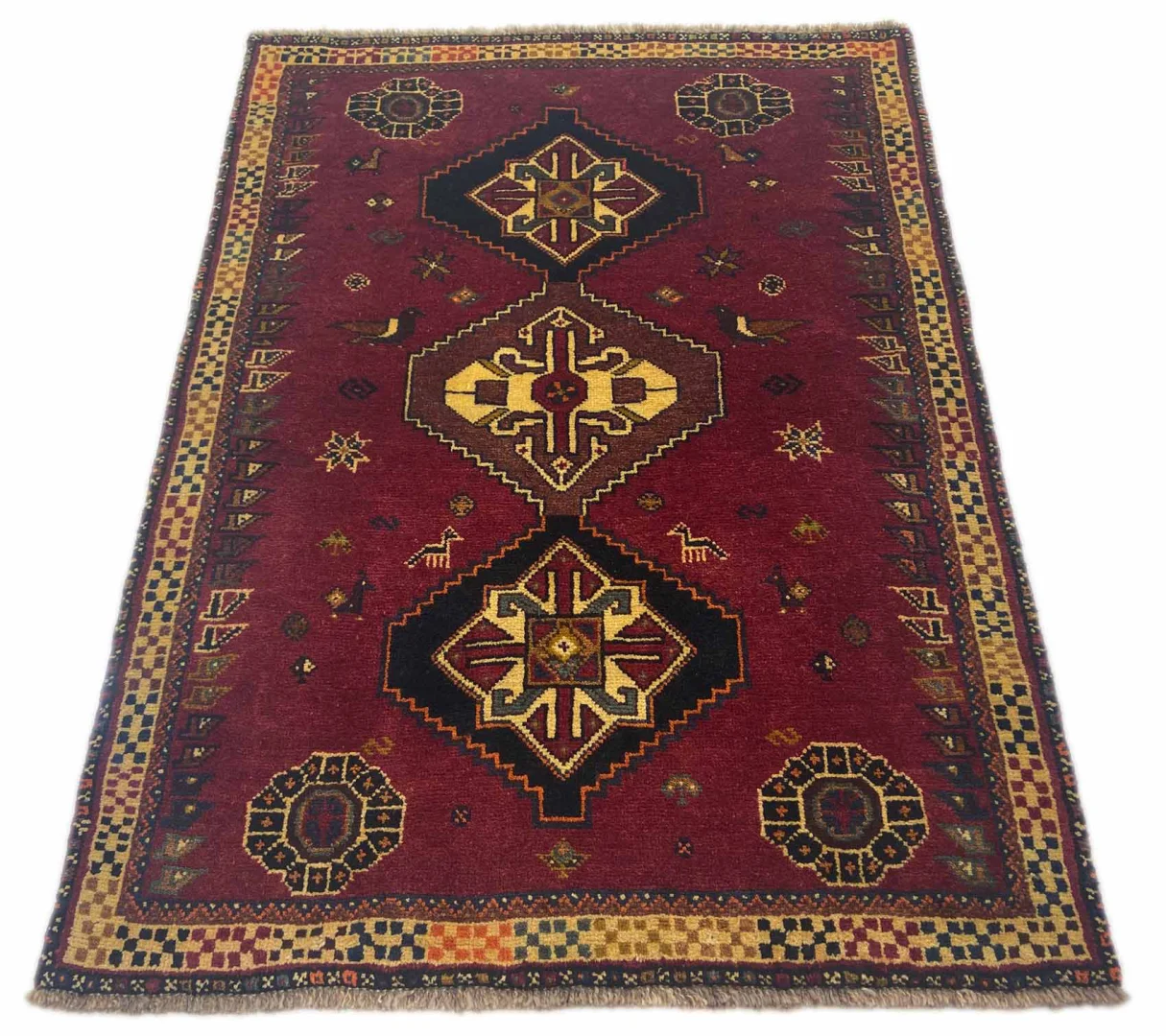 Gabbeh 160 x 118 cm - Gabbeh Shuli - Ausgefallene Muster auf glanzvoller Schurwolle, Knotendichte: 90.000 - 180.000/m², handgeknüpft, Perserteppich