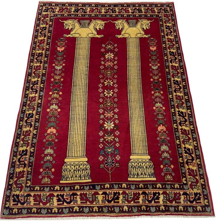 Gabbeh 161 x 110 cm, Knotendichte 90.000 - 180.000 / m², ausgefallene Muster auf glanzvoller Schurwolle, handgeknüpft, Perserteppich